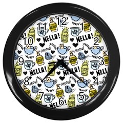 Everyday Things Pattern Wall Clock (black)