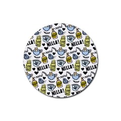 Everyday Things Pattern Rubber Round Coaster (4 Pack)  by Vaneshart
