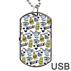 Everyday Things Pattern Dog Tag Usb Flash (one Side) by Vaneshart