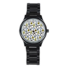 Everyday Things Pattern Stainless Steel Round Watch by Vaneshart