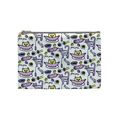 Hand Drawn Cute Cat Pattern Cosmetic Bag (medium) by Vaneshart