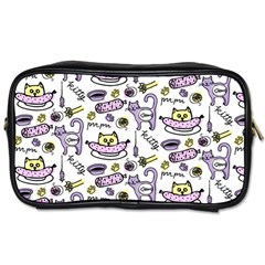 Hand Drawn Cute Cat Pattern Toiletries Bag (two Sides)