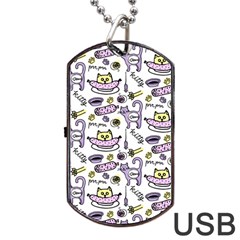 Hand Drawn Cute Cat Pattern Dog Tag Usb Flash (one Side)