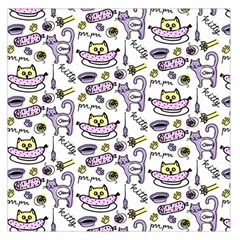 Hand Drawn Cute Cat Pattern Large Satin Scarf (square) by Vaneshart