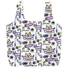 Hand Drawn Cute Cat Pattern Full Print Recycle Bag (xxxl)