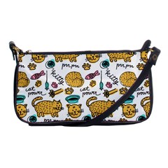 Hand Drawn Kitten Pattern With Elements Shoulder Clutch Bag