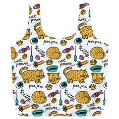 Hand Drawn Kitten Pattern With Elements Full Print Recycle Bag (xl) by Vaneshart