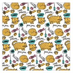 Hand Drawn Kitten Pattern With Elements Large Satin Scarf (square)