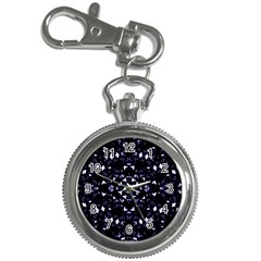 Dark Blue Ornament Pattern Design Key Chain Watches by dflcprintsclothing