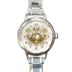 Fractal Fantasy Background Pattern Round Italian Charm Watch