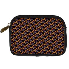 Abstract Orange Geometric Pattern Digital Camera Leather Case by Wegoenart