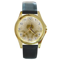 Fractal Abstract Pattern Background Round Gold Metal Watch