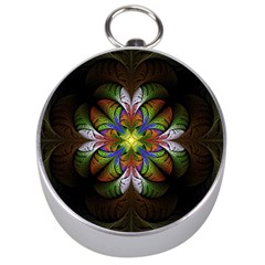 Fractal Flower Fantasy Pattern Silver Compasses by Wegoenart