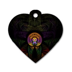 Fractal Abstract Background Pattern Dog Tag Heart (two Sides) by Wegoenart