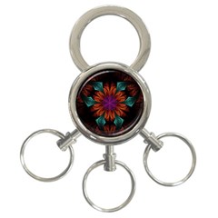 Fractal Flower Fantasy Floral 3-ring Key Chain by Wegoenart