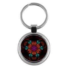 Fractal Flower Fantasy Floral Key Chain (round) by Wegoenart