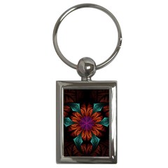 Fractal Flower Fantasy Floral Key Chain (rectangle) by Wegoenart