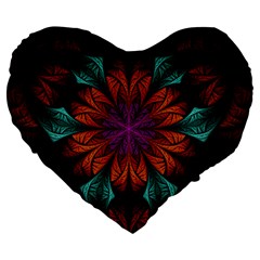 Fractal Flower Fantasy Floral Large 19  Premium Heart Shape Cushions by Wegoenart