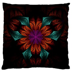 Fractal Flower Fantasy Floral Large Flano Cushion Case (two Sides) by Wegoenart