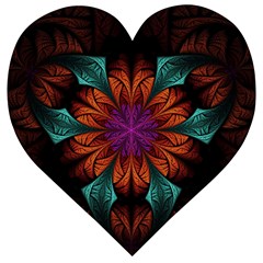 Fractal Flower Fantasy Floral Wooden Puzzle Heart by Wegoenart