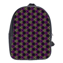 Wallpaper Floral Pattern Purple School Bag (large)