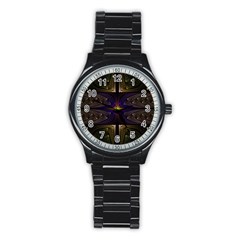 Fractal Fantasy Design Texture Stainless Steel Round Watch