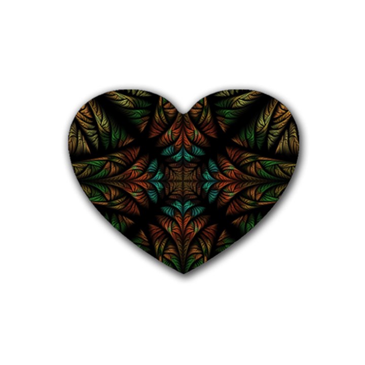 Fractal Fantasy Design Texture Rubber Coaster (Heart) 