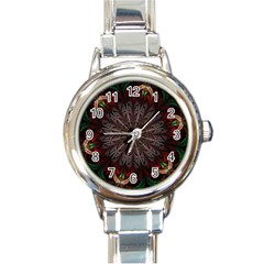 Fractal Flower Fantasy Floral Round Italian Charm Watch by Wegoenart