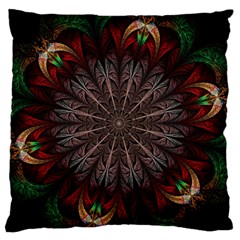 Fractal Flower Fantasy Floral Large Flano Cushion Case (one Side) by Wegoenart