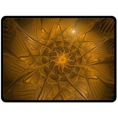 Fractal Flower Floral Gold Pattern Double Sided Fleece Blanket (large)  by Wegoenart