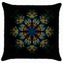 Fractal Flower Fantasy Floral Throw Pillow Case (black) by Wegoenart