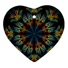 Fractal Flower Fantasy Floral Heart Ornament (two Sides) by Wegoenart