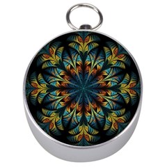 Fractal Flower Fantasy Floral Silver Compasses by Wegoenart