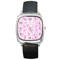 Valentine Background Hearts Bokeh Square Metal Watch by Nexatart