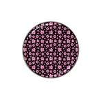 Pink And Black Floral Collage Print Hat Clip Ball Marker Front