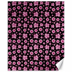 Pink And Black Floral Collage Print Canvas 11  X 14  by dflcprintsclothing