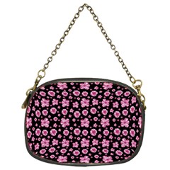 Pink And Black Floral Collage Print Chain Purse (two Sides) by dflcprintsclothing