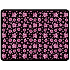 Pink And Black Floral Collage Print Fleece Blanket (large)  by dflcprintsclothing