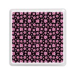 Pink And Black Floral Collage Print Memory Card Reader (Square) Front