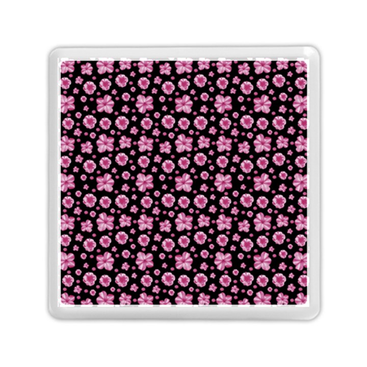 Pink And Black Floral Collage Print Memory Card Reader (Square)