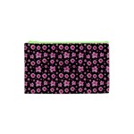 Pink And Black Floral Collage Print Cosmetic Bag (XS) Front