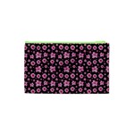 Pink And Black Floral Collage Print Cosmetic Bag (XS) Back