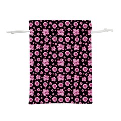 Pink And Black Floral Collage Print Lightweight Drawstring Pouch (s) by dflcprintsclothing