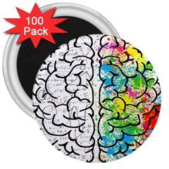Brain Mind Psychology Idea Drawing 3  Magnets (100 Pack) by Wegoenart