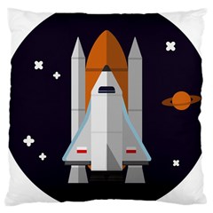 Rocket Space Universe Spaceship Large Cushion Case (two Sides) by Wegoenart