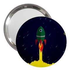 Rocket Halftone Astrology Astronaut 3  Handbag Mirrors by Wegoenart