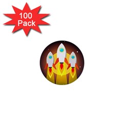 Rocket Take Off Missiles Cosmos 1  Mini Buttons (100 Pack) 