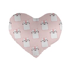 Pattern Pink Cute Sweet Fur Cats Standard 16  Premium Flano Heart Shape Cushions by Wegoenart