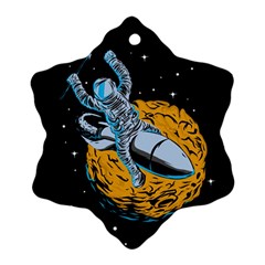 Astronaut Planet Space Science Snowflake Ornament (two Sides)