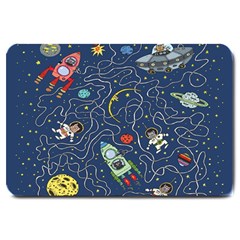 Cat Cosmos Cosmonaut Rocket Large Doormat  by Wegoenart